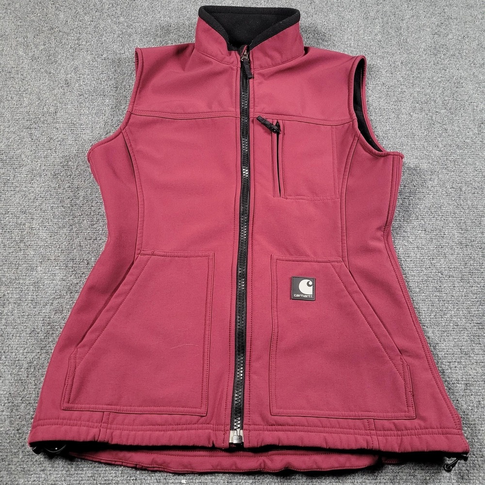 Carhartt Vest Womens XS Red Softshell Full Zip Lined Outdoor Workwear Jacket